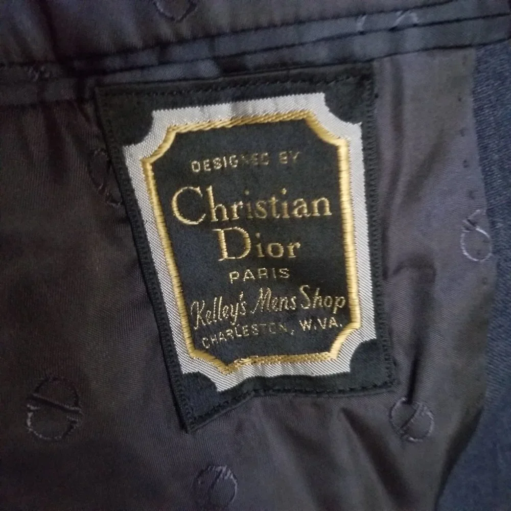 Vintage Christian Dior Dark Blue Navy Sports Coat Pure Virgin Wool Medium - Picture 5 of 6